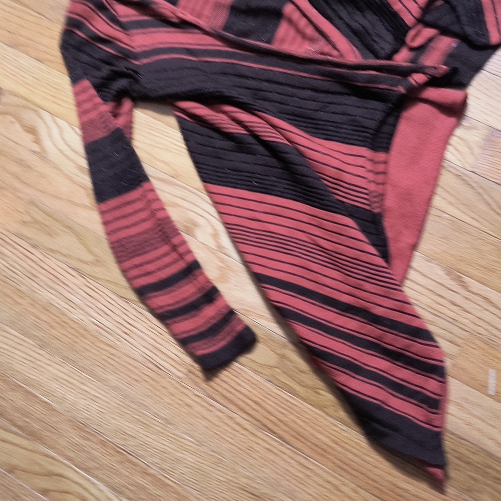 3/$10⭐Antonio Melani asymmetrical striped cardigan, size small, orange/brown - Picture 3 of 6